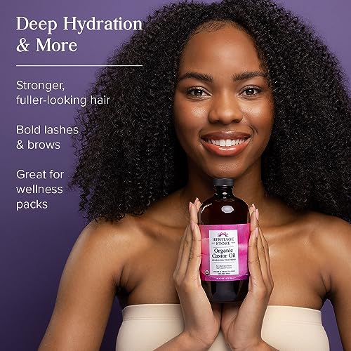 Heritage Store Palma Christi Organic Castor Oil | Skin Moisturizer | Cold Pressed, No Hexane & No Fragrance | 16 oz