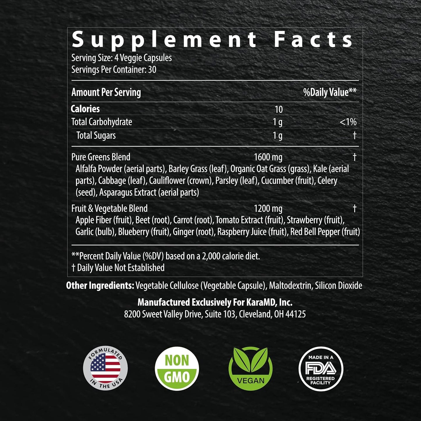 Pure Nature | Greens, Fruits & Vegetables Whole Food Supplement | Vitamins, Fiber & Antioxidants | Support Energy & Digestion | Non-Gmo, Gluten Free & Vegan Friendly | 4 Pack