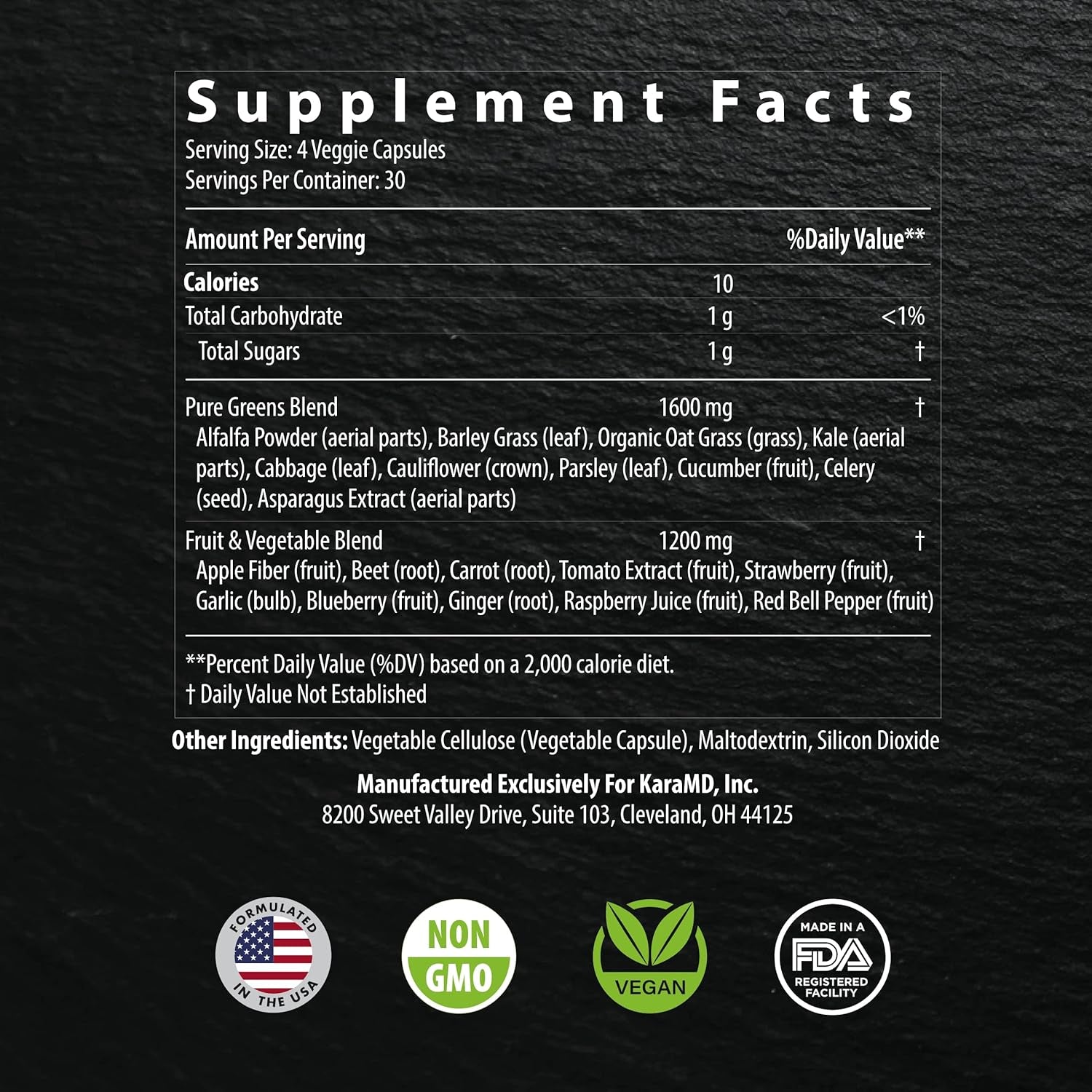 Pure Nature | Greens, Fruits & Vegetables Whole Food Supplement | Vitamins, Fiber & Antioxidants | Support Energy & Digestion | Non-Gmo, Gluten Free & Vegan Friendly | 4 Pack