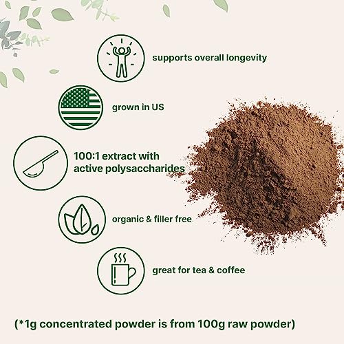 Sustainably US Grown, Organic Cordyceps Mushroom Extract Powder 100:1 | 6 Ounce, 30% Polysaccharides and Cordycepic Acid, From Fruit Body and Mycelium, Supports Energy & Immune Health